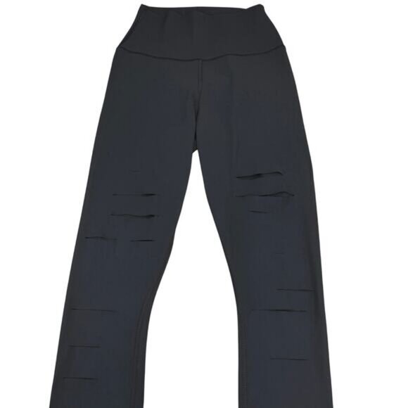 Alo Yoga Warrior Ripped High Waisted Contour Legging In Black Size XXS - Picture 3 of 7